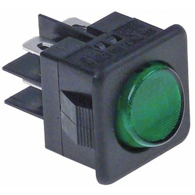 Intrerupator basculant verde, cu 2 contacte 2 NO, 16 A, 250 V, montare 25 x25 mm - 345280