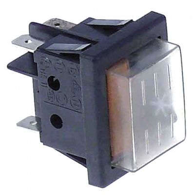 rocker switch 30x22mm black/yellow 1 -poles 1NO 250 V 16 A lighted cold - Code 347074