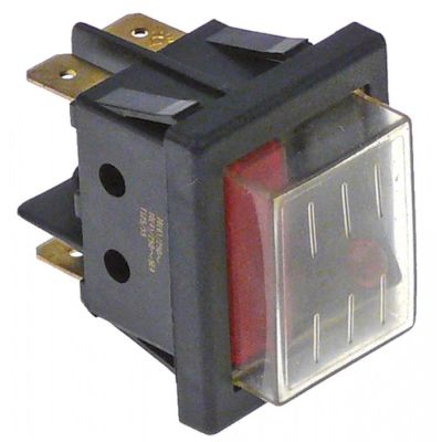 rocker switch 30x22mm red 1 -poles 1CO 250 V 16 A with indicator lamp connection F6,3 - Code 347092
