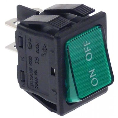 Intrerupator basculant iluminat verde, contacte 2NO, 16 A, 250 V, montare 30x22 mm - 347112