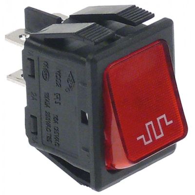 rocker switch 30x22mm red 2 -poles 2NO 250 V 16 A heating connection flat plug 6,3mm - Code 347159