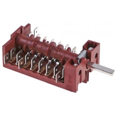 Selector rotativ cu 10 + 1 pozitii, 8 contacte, ax ø 6x4,6 mm, Lofra - 347459