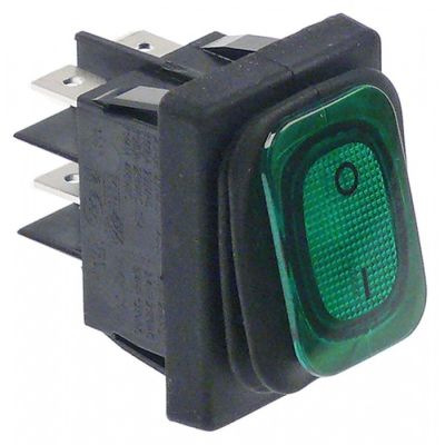 Intrerupator basculant cu burduf etans, contacte 20A, 230V, montare 30x22 mm, iluminat verde - 347791