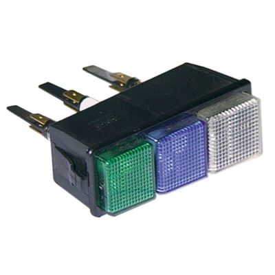 indicator light 28,5x77,5mm 230V white/blue/green connection male faston 6,3mm