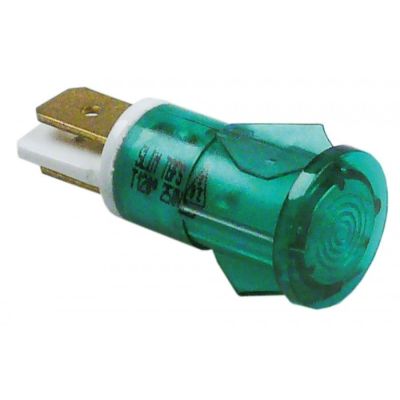 Lampa indicatoare - martor verde, 230V, orificiu de montare ø 13 mm, ext. ø 15 mm, t. max. 120°C - 359142