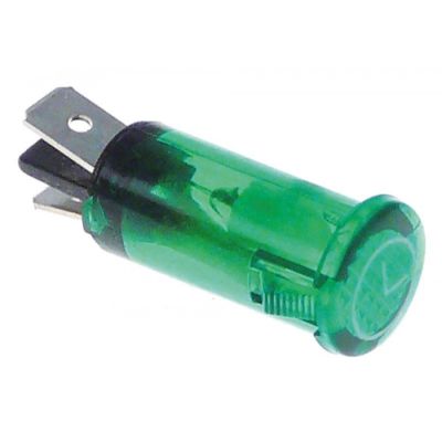 Lampa indicatoare verde cu simbol ceas, montare ø 13 mm, 230 V, papuci 6,3 mm - 359572