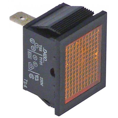 indicator light 27,2x22,2mm 230V yellow connection male faston 6,3mm 1-pole