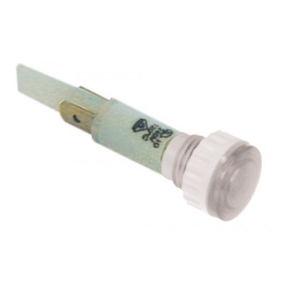 Lampa indicatoare alba, montare ø 10 mm, 230 V, conectori 4,8 mm - 359867
