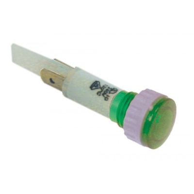Lampa indicatoare verde, montare ø 10 mm, 230 V, conectori 4,8 mm - 359870