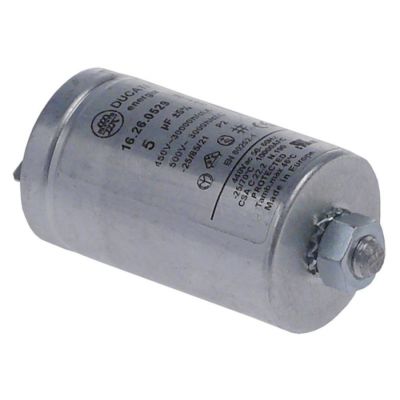 Condensator 5µF, 450 V, toleranta 5%, 50/60 Hz, ambient temp. max. -25+85°C, ø 30 mm, aluminiu - 365131