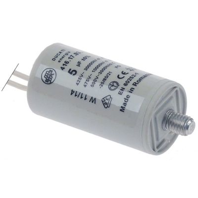 Condensator 5 µF, 425 V, toleranta 5 %, 50/60 Hz, ø 30 mm L 55 mm, filet M8 - 365172