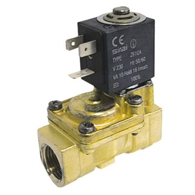 Electrovalva alamă DN 18mm racord 3/4" L 79mm 2-căi 230VAC SIRAI tip de bobină ZB10A, P.max. 12 bari - 370048