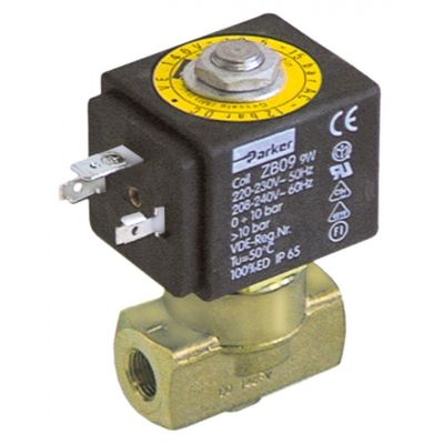 Electrovalvă alamă DN 25mm racord 1/8" 2-căi 24VAC PARKER tip de bobină ZB09 membrană FKM (apă) - 370066