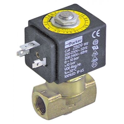 Electrovalvă DN 3mm racord 1/4" L 40mm 2-căi 230VAC PARKER tip de bobină ZB09 - 370067