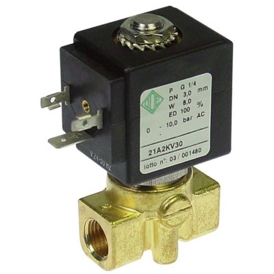 Electrovalva ODE 21A, bobina BDA 24 V alternativ, racorduri ¼", L 40 mm, deschidere nominala 3 mm, priza DIN, -10°+140°C, max. 10 bari - 370139
