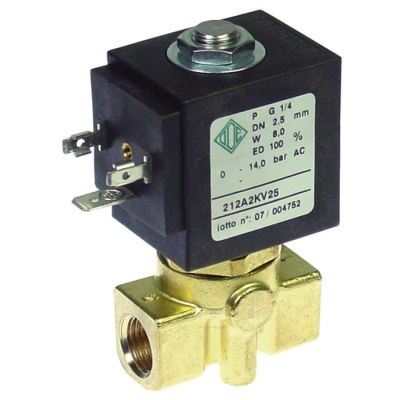 Electrovalva ODE 230 V, racorduri ¼", L 40mm, deschidere nominala 3 mm, priza DIN - 370145