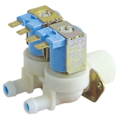Electrovalva, 2 Cai, dreapta, 230 V, intrare ¾", t. max. 90°C, iesire A 1l/min, iesire B 1l/min - Cod 370157