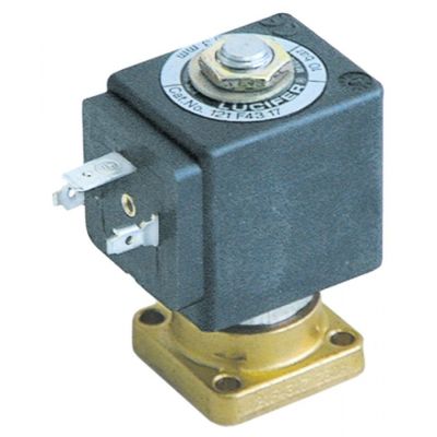 Electrovalva cu talpa patrata Lucifer 121F, 230 V, etansare pe rubin, deschidere nominala 3,5 mm, priza DIN, de la -10°+140°C, 10 bari - 370211