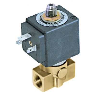 Electrovalva 3 Cai, 220/240 V, racord ¼", L 40 mm, deschidere nominala 2,5 mm, priza DIN - Cod 370223