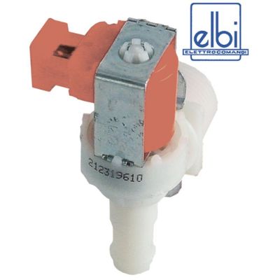 Electrovalva plastic unghiulara, 1 iesire, 230V, intrare ¾", iesire 14 mm, t. max. 90°C, ELBI - Cod 370253