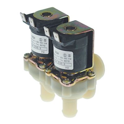 solenoid valve double angled 230V inlet ¾" outlet 14mm t.max. 90°C plastic MÜLLER