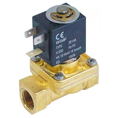 Electrovalva SIRAI L145-R, bobina Z614A, 230V, racorduri 1/2", L 66 mm, deschidere nominala 10 mm, temp. 60°-170°C abur, max 8 bari - 370322
