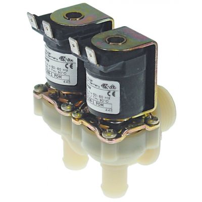 solenoid valve double angled 230V inlet ¾" outlet 14mm input 10l/min output A 3,5l/min