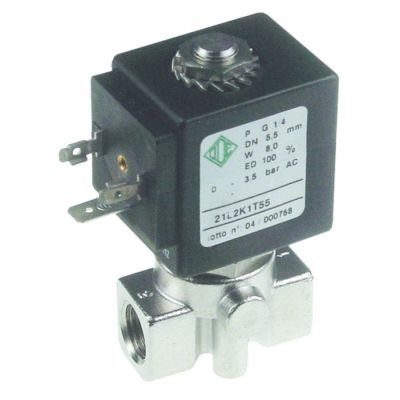 Electrovalva din inox 1/4", 230 V, ODE 21A, bobina BDA, deschidere 5,5 mm, P. max. 3,5 bari, -10+140 °C, pentru apa/abur - 370349