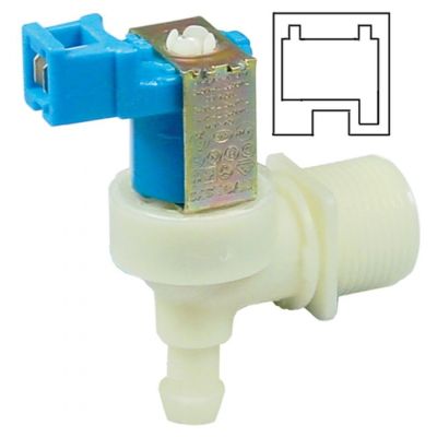Electrovalva plastic unghiulara, 1 iesire, 230V, intrare ¾", iesire 11,5 mm, deschidere nominala DN10, EATON (INVENSYS) - Cod 370355