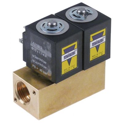 solenoid valve 230 VAC inlet 1/2" outlet 1,1-4,5mm SIRAI coil type ZA34A outlet 1/4" 230V brass