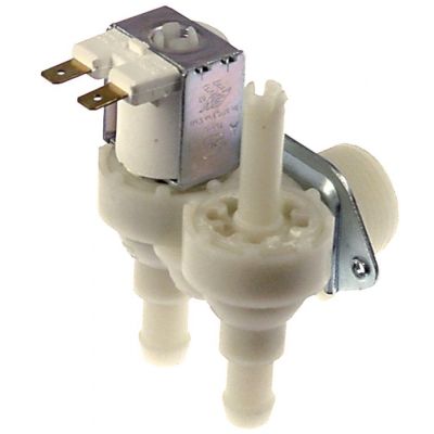 solenoid valve double angled 230 V inlet 3/4" outlet 11,5 mm t.max. 90 °C output B 0,6 l/min