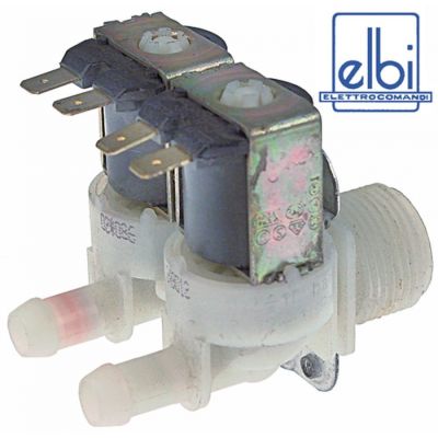 Electrovalva, 2 Cai, 230 V, intrare ¾", iesire 11,5 mm. t. max. 90°C, iesire A 2,5l/min - Cod 370433