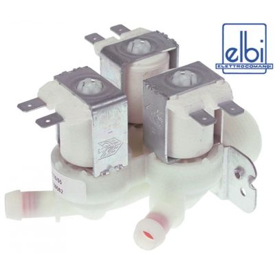 Electrovalva cu 3 iesiri ø 11,5 mm, dreapta, 230 V, intrare ¾", t.max. 90 °C, cu reductii debit - 370443