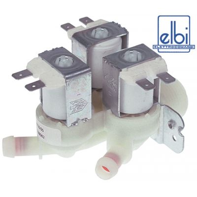 Electrovalva, 3 Cai, dreapta, 230 V, intrare ¾", iesire 11,5 mm, t.max. 90°C, ELBI, plastic - Cod 370444