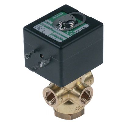 solenoid valve brass 3-ways 24V AC L 43mm ¼" DN 4,4mm p max 3bar