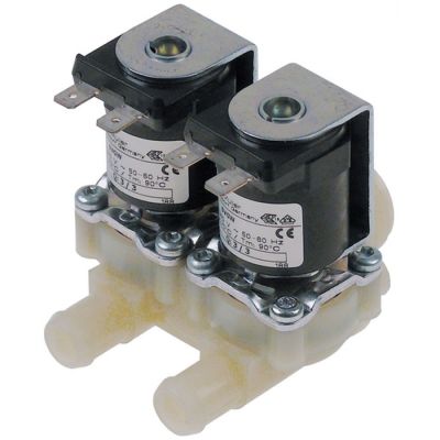 solenoid valve double 230V inlet ¾" outlet 14,5mm DN10 t.max. 90°C duty cycle 100% output A 3l/min