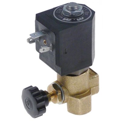 solenoid valve brass 2-ways 230 VAC inlet ¼" outlet ¼" slide-on receptacle DIN -10 up to 180°C