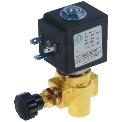 solenoid valve brass 2-ways 230 VAC inlet ¼" outlet ¼" controllable DN 3mm