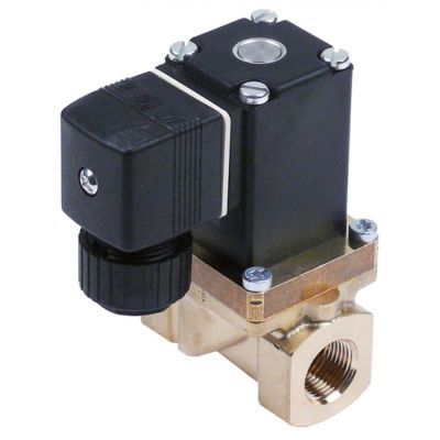 solenoid valve brass 2-ways 230V connection 3/8" DN 13mm slide-on receptacle DIN 90°C BÜRKERT
