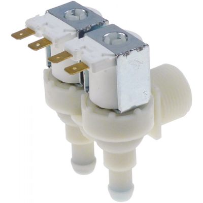 solenoid valve double angled 230V inlet ¾" outlet 11,5mm output A 1l/min output B 8l/min