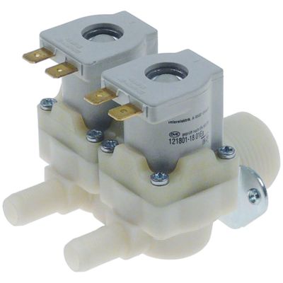 solenoid valve double straight 230V AC inlet ¾" outlet 11,5mm t.max. 90°C plastic INTERELEKTRIK