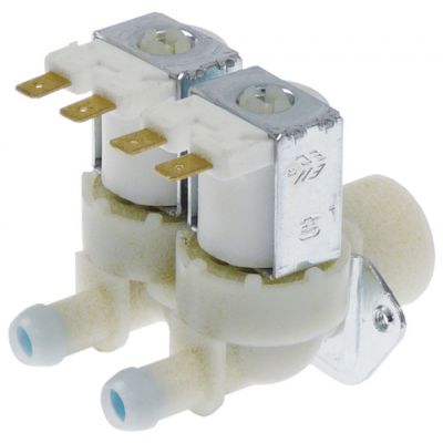 solenoid valve double straight 230V AC inlet ¾" outlet 11,5mm output A 1l/min output B 1l/min