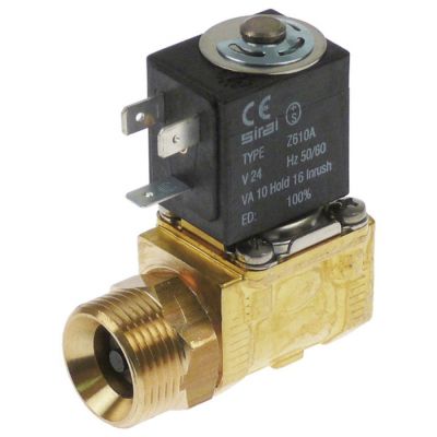 solenoid valve brass 2-ways 24 VAC inlet ¾" ET outlet ½" IT connection ¾" L 61mm DN 10mm
