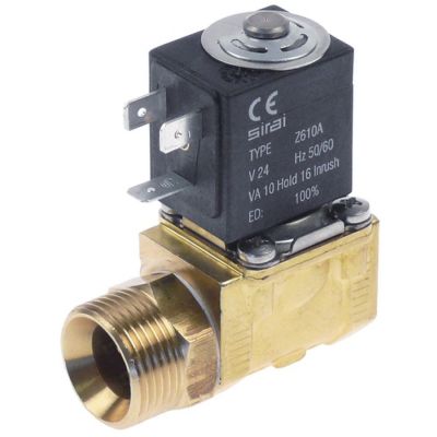 solenoid valve brass 2-ways 24 VAC inlet ¾" ET outlet ½" IT connection ¾" L 61mm DN 10mm