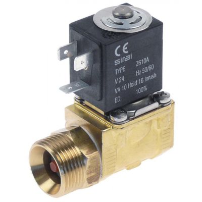 solenoid valve brass 2-ways 230 VAC inlet ¾" ET outlet ½" IT L 61mm -10 up to 100°C SIRAI