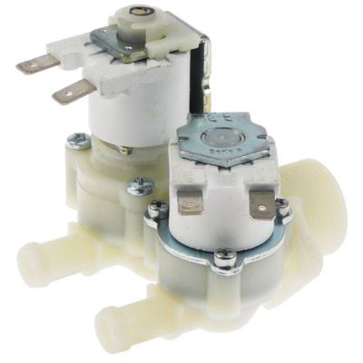 solenoid valve double straight 230V AC inlet ¾" outlet 11,5mm t.max. 60°C plastic RPE