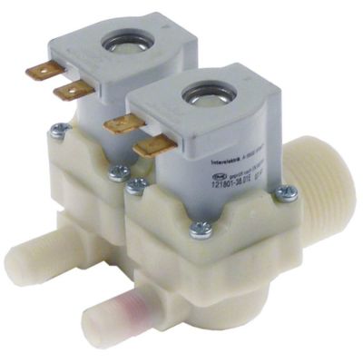 solenoid valve double straight 220/240V AC inlet ¾" outlet 10,5mm output B 3l/min plastic