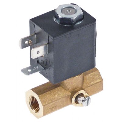 solenoid valve 2-ways 230 VAC inlet 1/8" outlet 1/8" L 40mm p max 10bar 50Hz brass