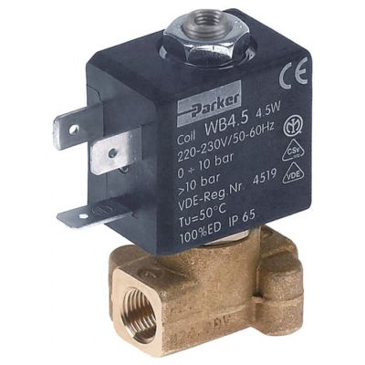 solenoid valve 2-ways 230 VAC inlet 1/8" outlet 1/8" L 30mm PARKER type series WB4.5