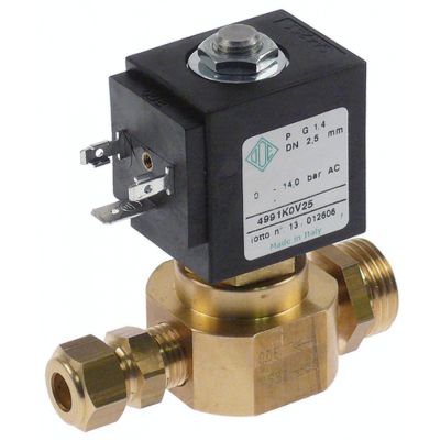solenoid valve brass 2 -ways 220-230V/50-60Hz inlet 1/4" outlet 1/4" L 35 mm DN 2,5 mm ODE